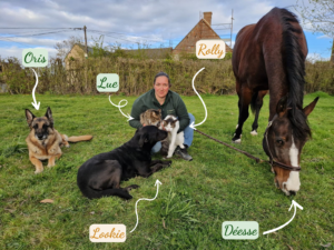 Photo de Marlène et de ses animaux
